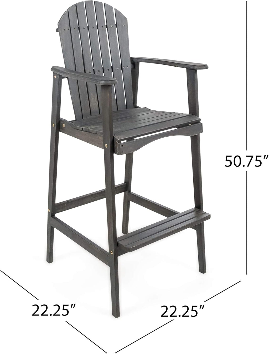 Dark Grey Acacia Wood Adirondack Barstools 4 Pcs Set J464879