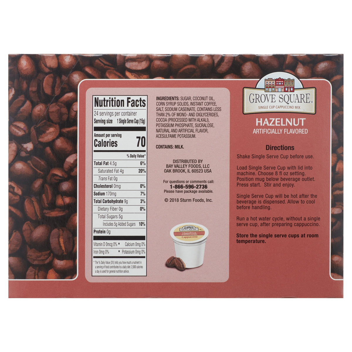Hazelnut Cappuccino Coffee Pods, 24 Count W804523