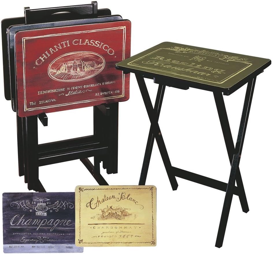 Farmhouse TV Trays with Stand, Set of 4 M9289