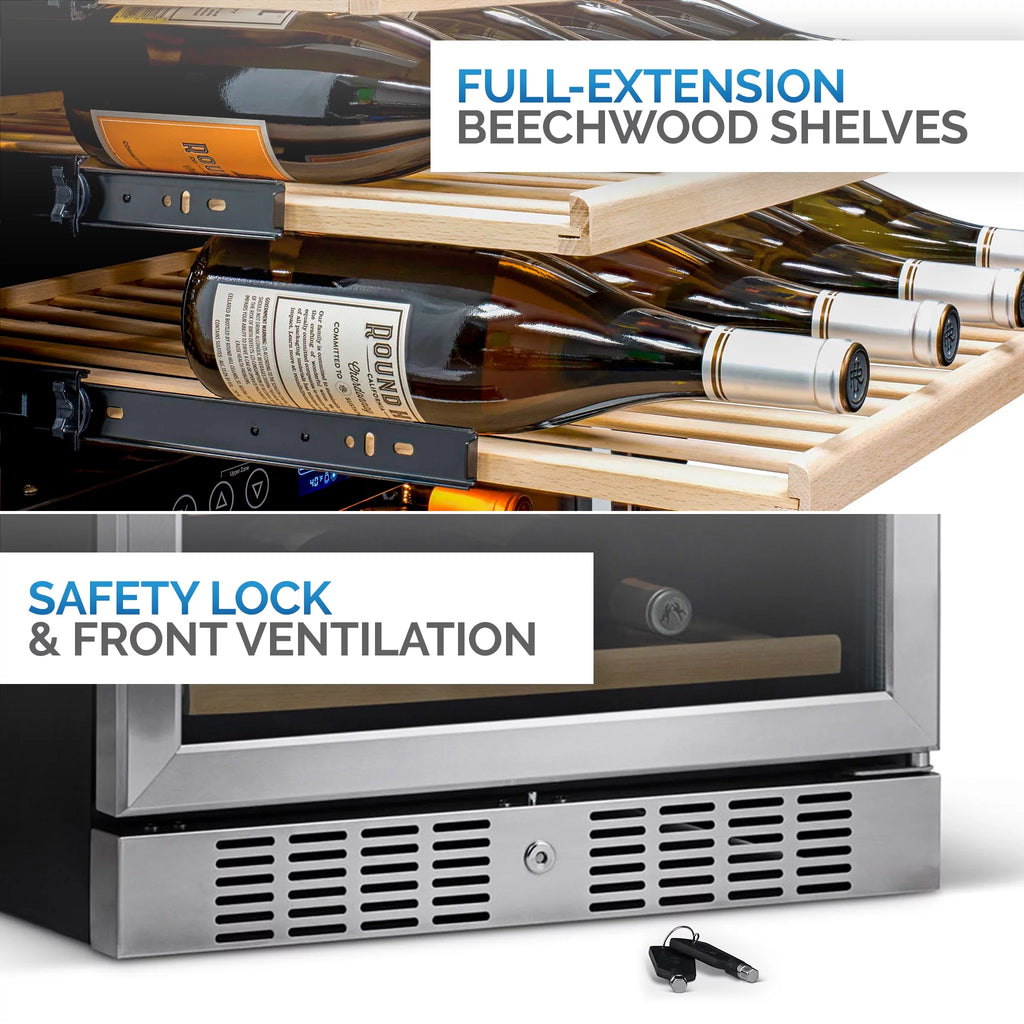 46-Bottle Dual-Zone Stainless Steel Wine Refrigerator U49766