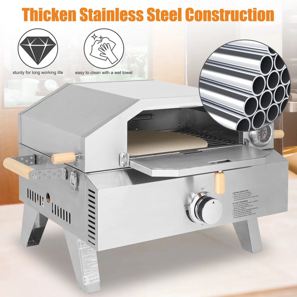 2-in-1 Portable Stainless Steel Pizza Oven and Propane Grill I5880