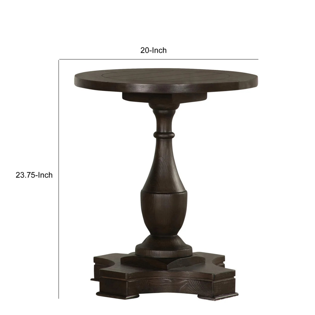 24 Inch Round Side End Table Dark Brown Z784593