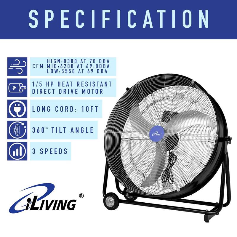 30 in. 3-Speed Portable High Velocity Drum Fan L7620