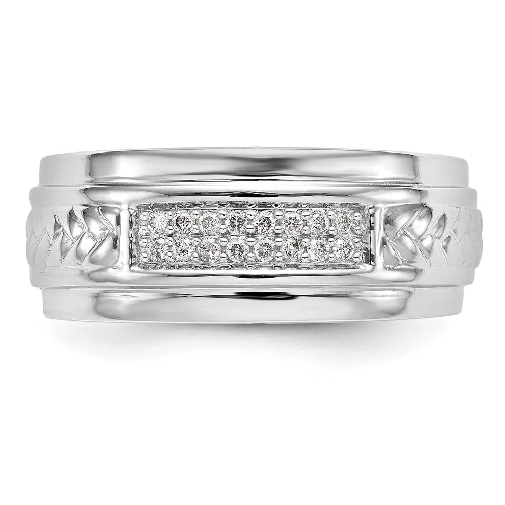 14K White Gold Diamond Trio Wedding Band Size 10 O9218