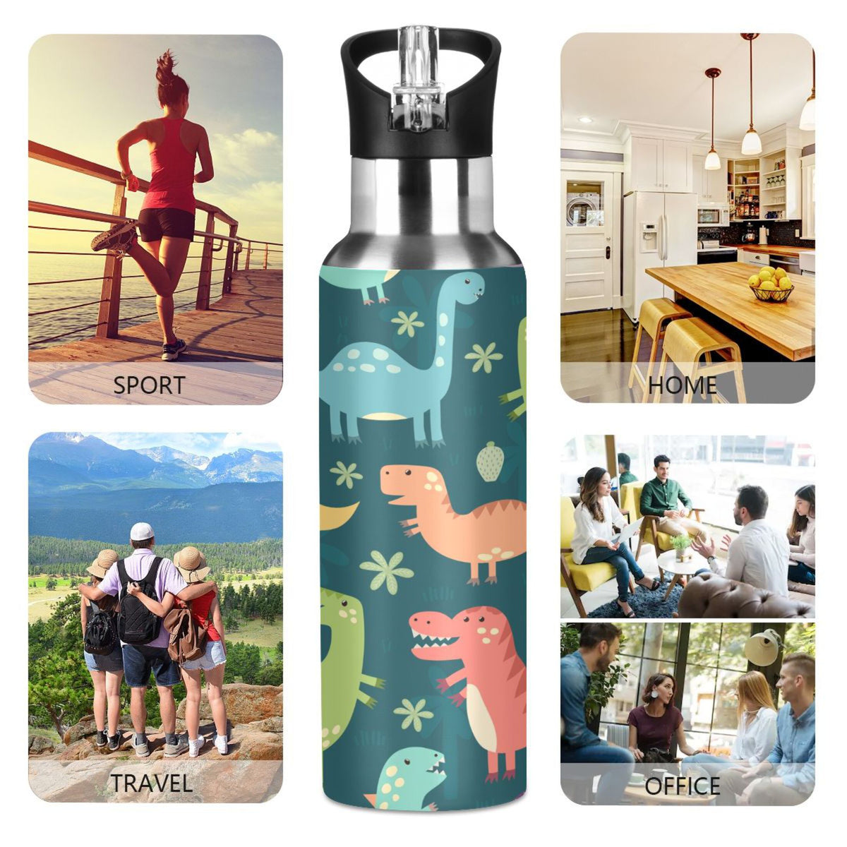 20 OZ Stainless Steel Vacuum Insulated Water Bottle with Straw Lid R4707