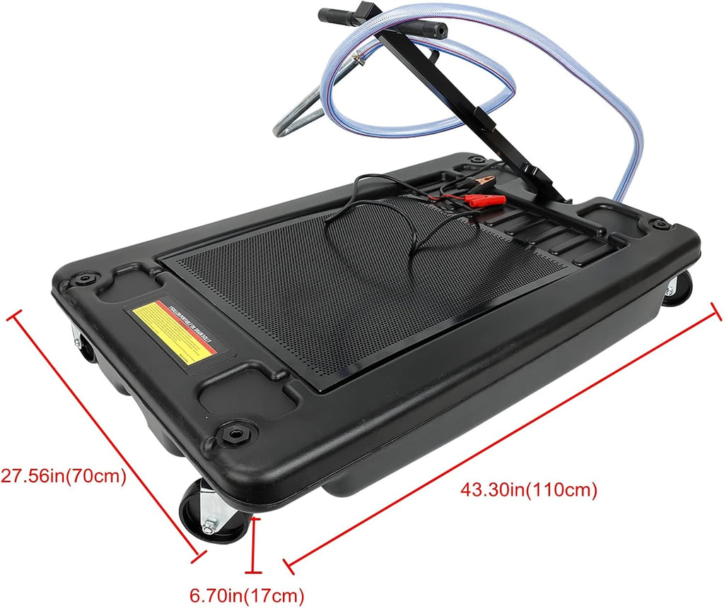 17 Gallon Low Profile Oil Drain Pan with Electric Pump and 8 Hose G50541