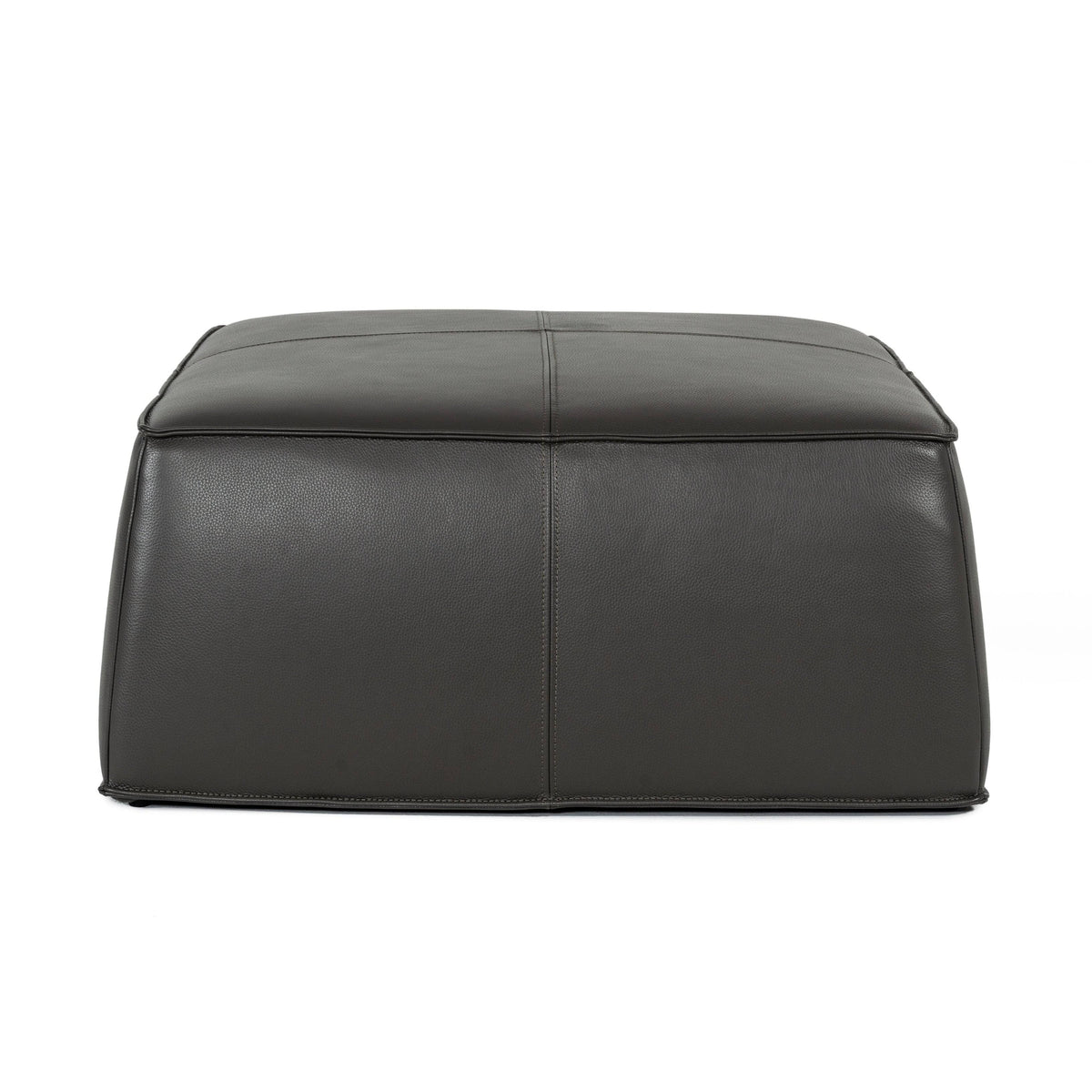 Dark Grey Leather Square Ottoman Q32648