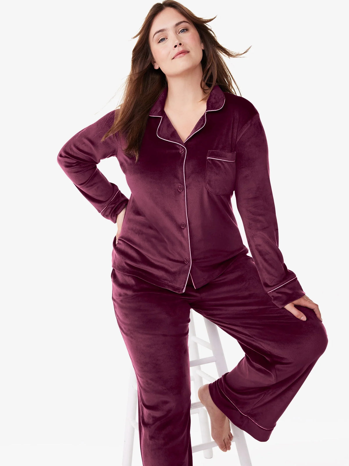 Women's 2-Piece Velour Pajama Set Y30607