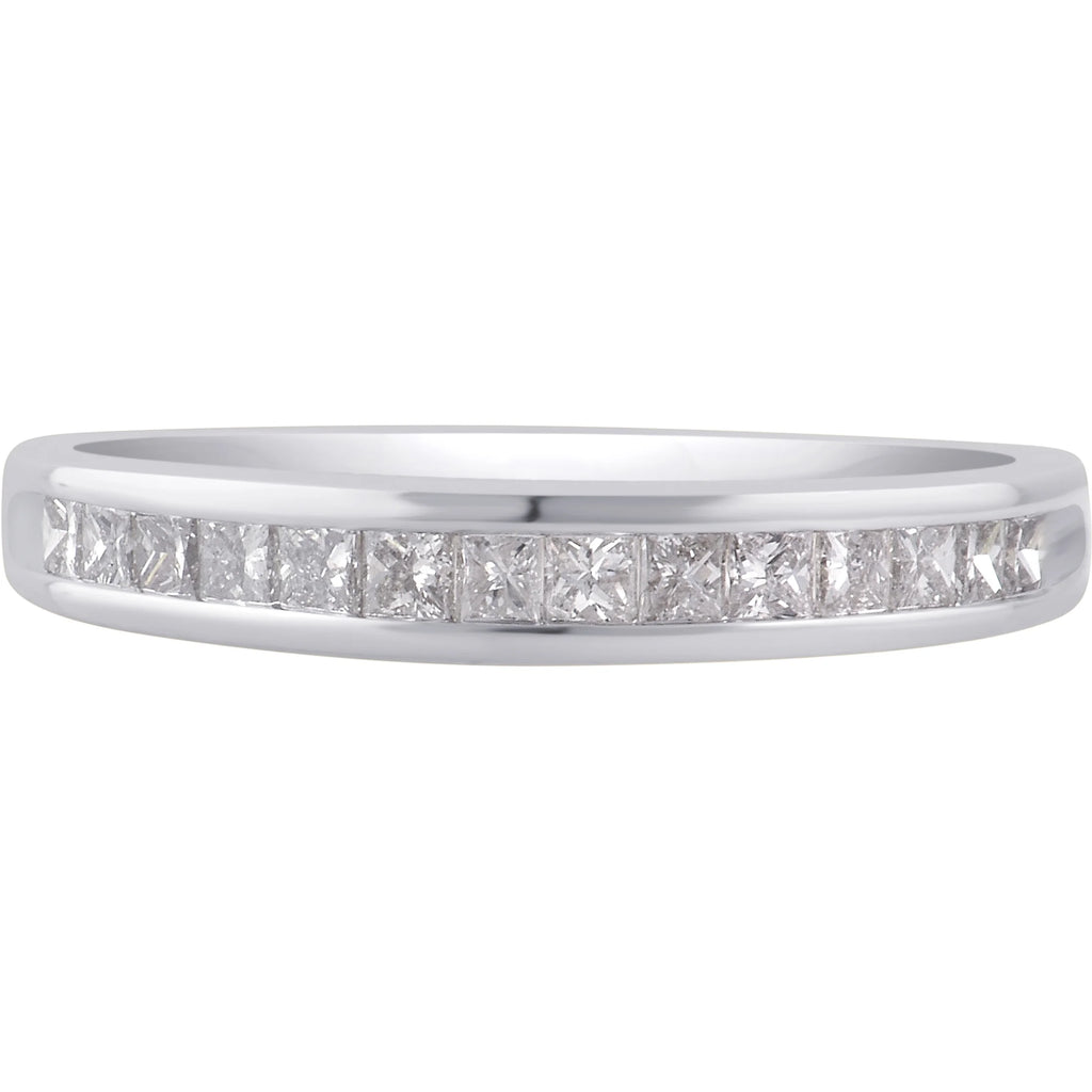 10K White Gold Princess Diamond Wedding Band G568