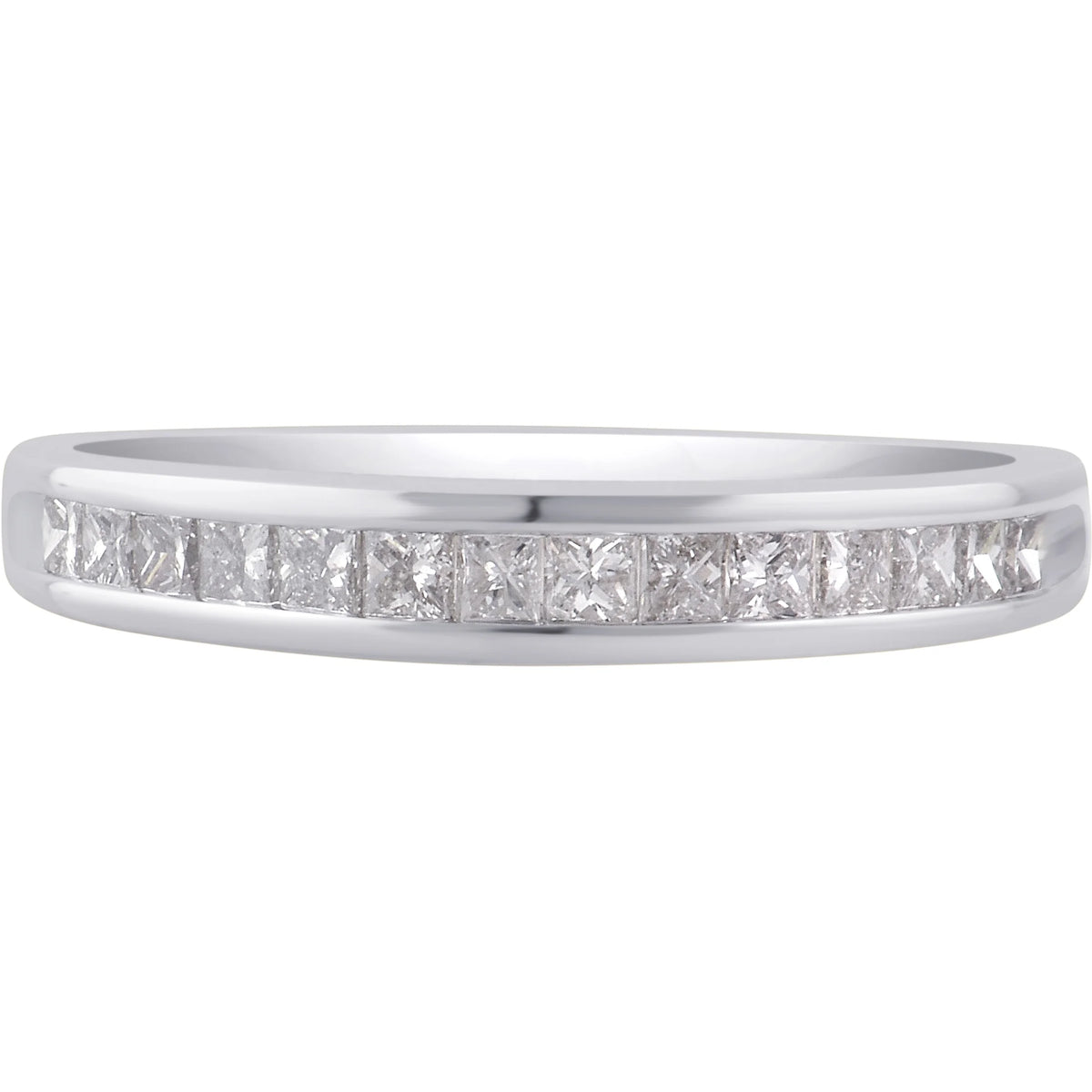 10K White Gold Princess Diamond Wedding Band G568