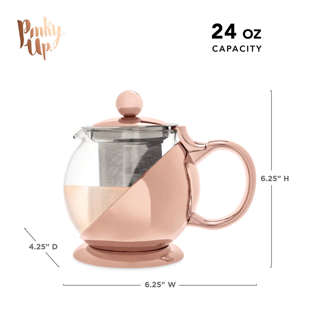 Rose Gold Glass Teapot with Infuser 24 Oz G716002