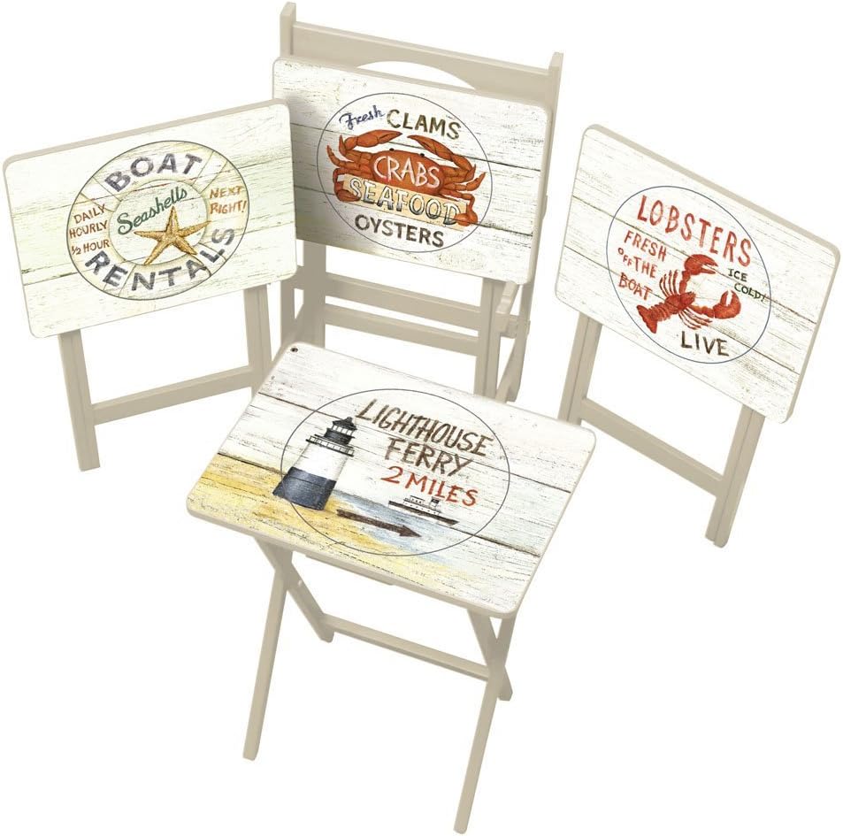 Farmhouse TV Trays with Stand, Set of 4 M9289