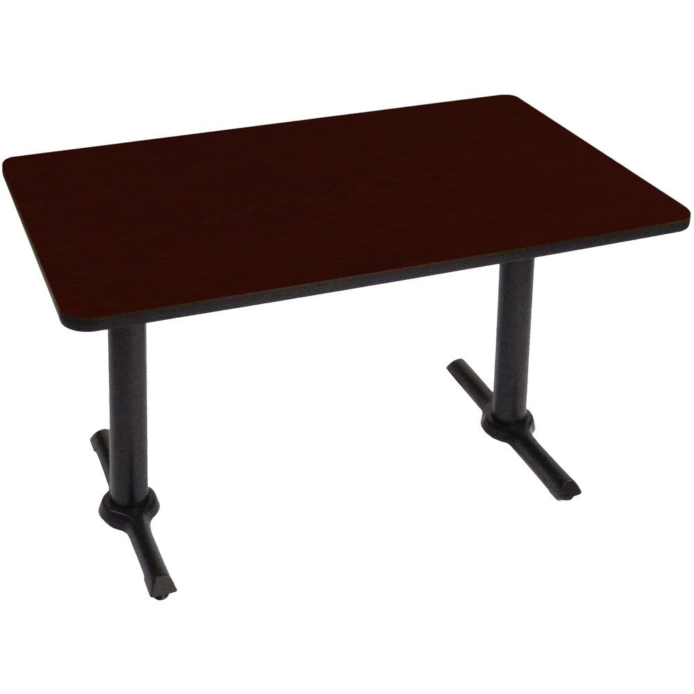 Mahogany Rectangular Bar and Caf Table with T-Bases and Columns D5807