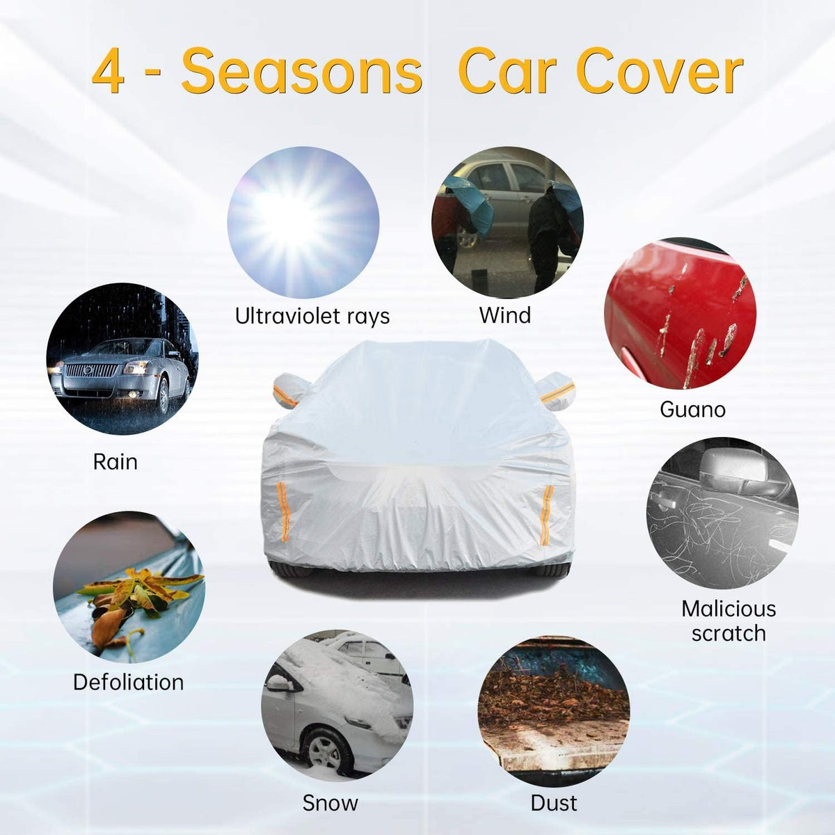 6 Layers SUV Car Cover Waterproof with Zipper Cotton N9158