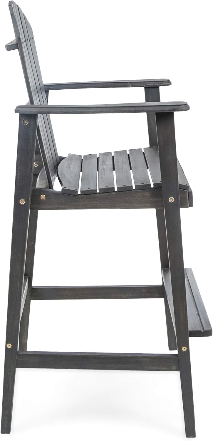 Dark Grey Acacia Wood Adirondack Barstools 4 Pcs Set J464879
