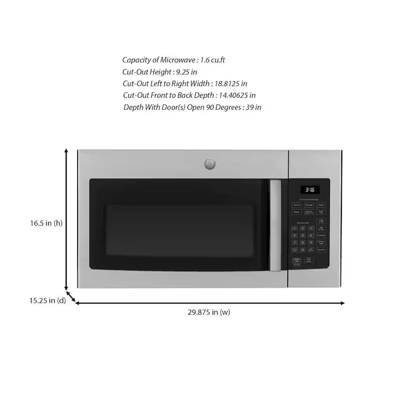 1.6 cu. ft. Over-the-Range Microwave in Stainless Steel A331195