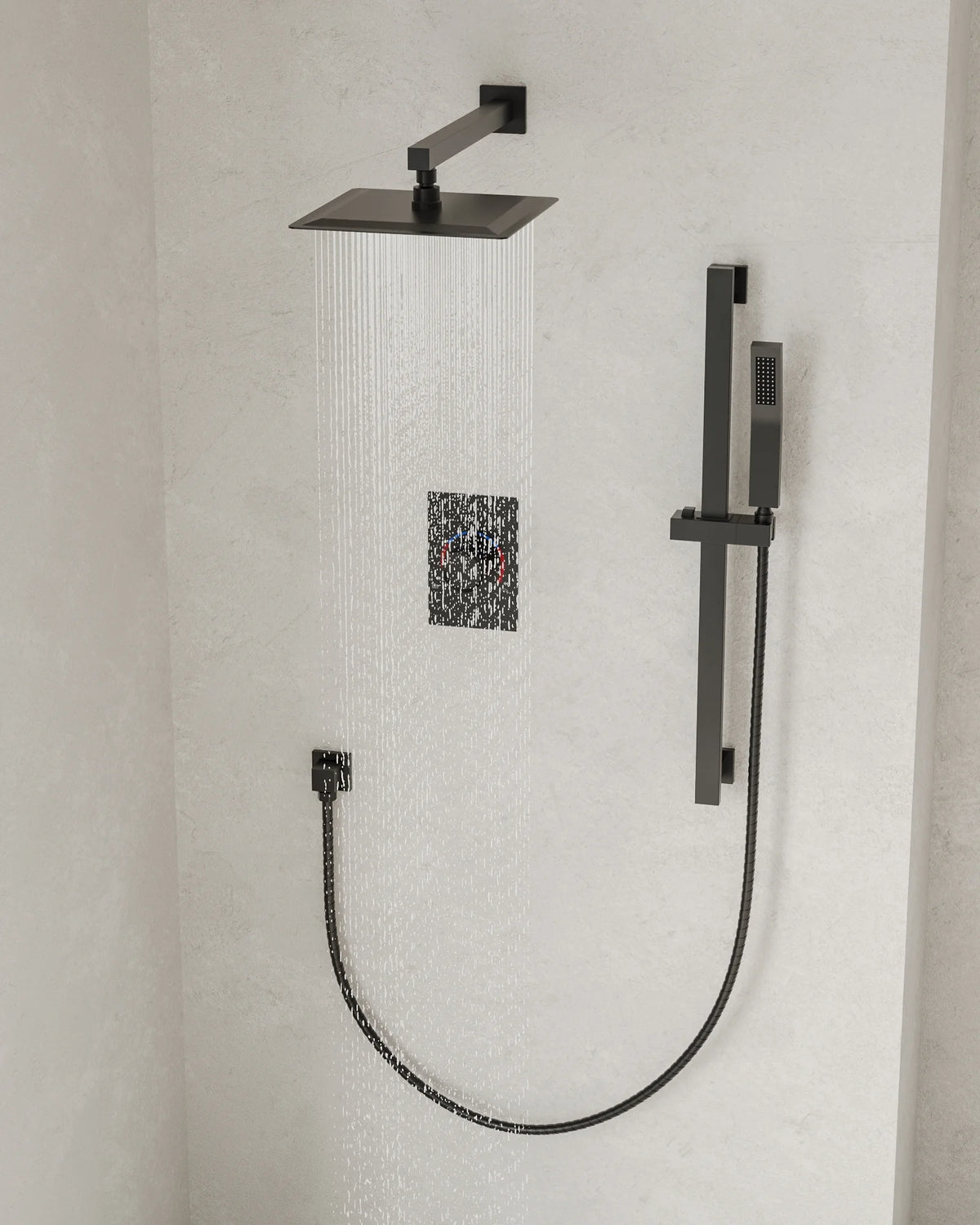 Matte Black 10 in. Shower Faucet Set with Handheld Slide Bar O197807