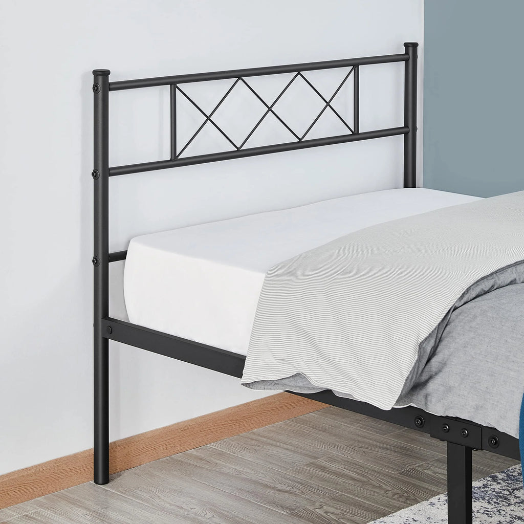 Black Twin Metal Platform Bed Frame with Headboard and Footboard T128
