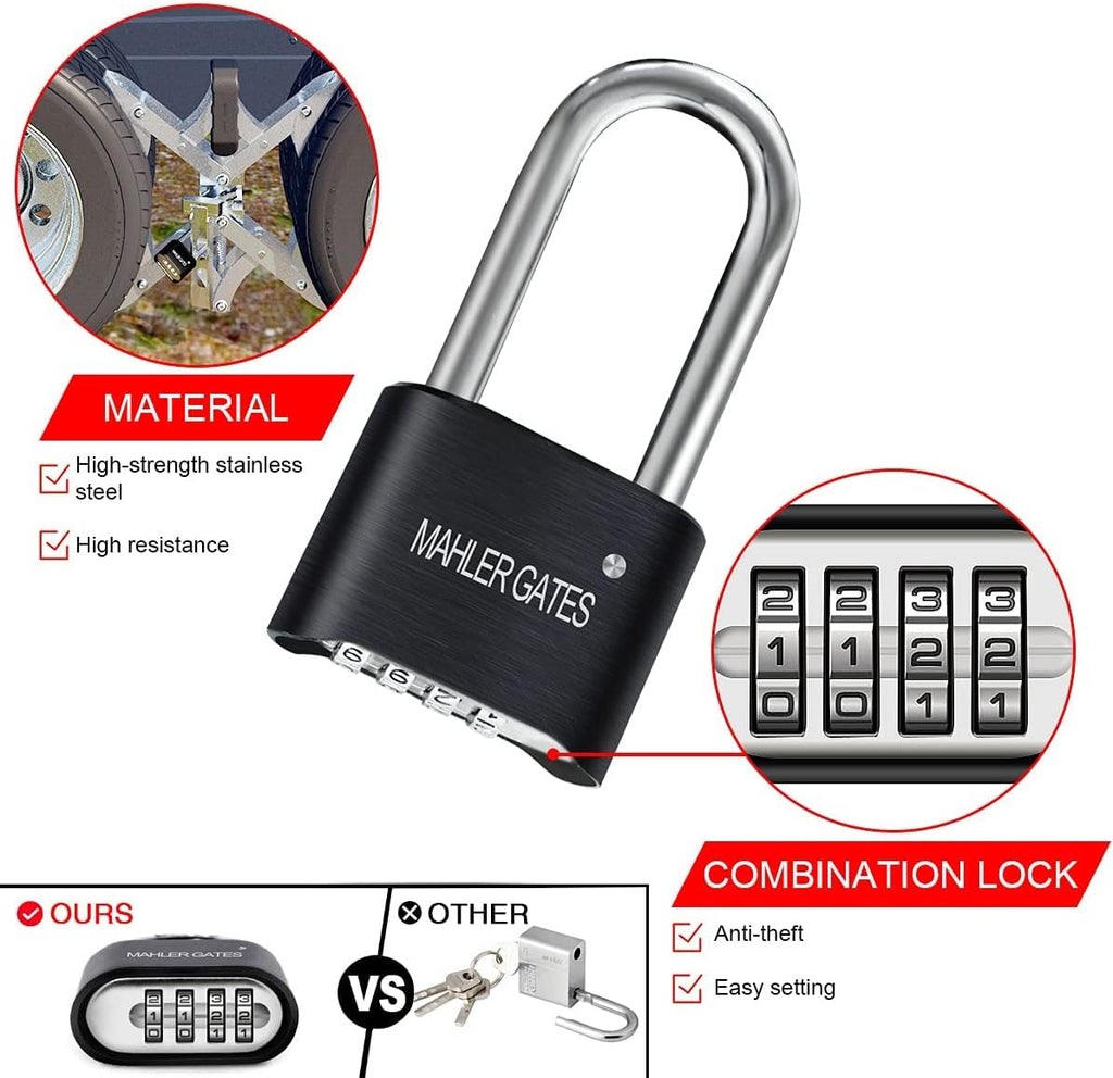 X-Shaped Wheel Chock Stabilizer with Integrated Wrench & Anti-Theft Code Locked, Pack of 2 R71159