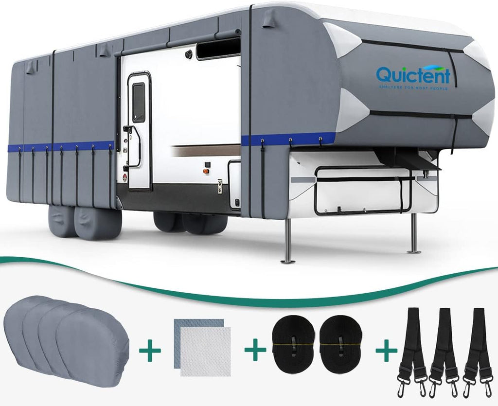 5th Wheel RV Cover with 2 Windproof Straps and 4 Tire Covers W62690