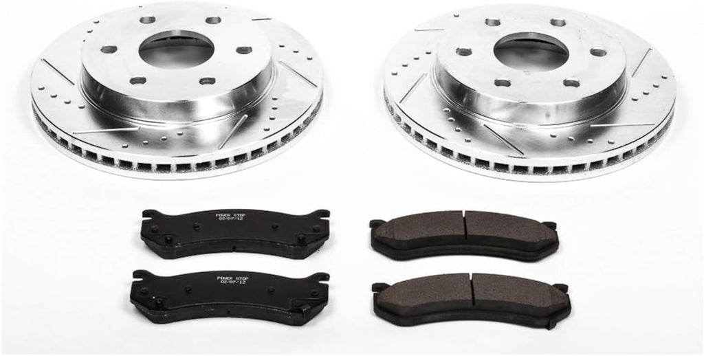 Front Z23 Carbon Fiber Brake Pads with Drilled & Slotted Brake Rotors Kit D273