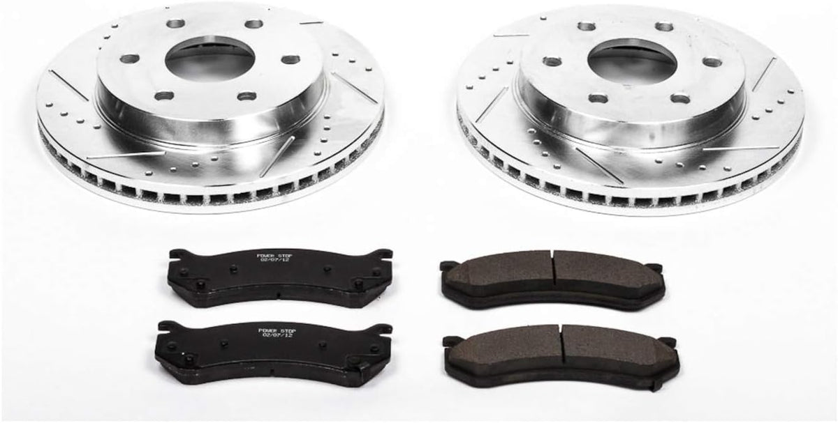 Front Z23 Carbon Fiber Brake Pads with Drilled & Slotted Brake Rotors Kit D273
