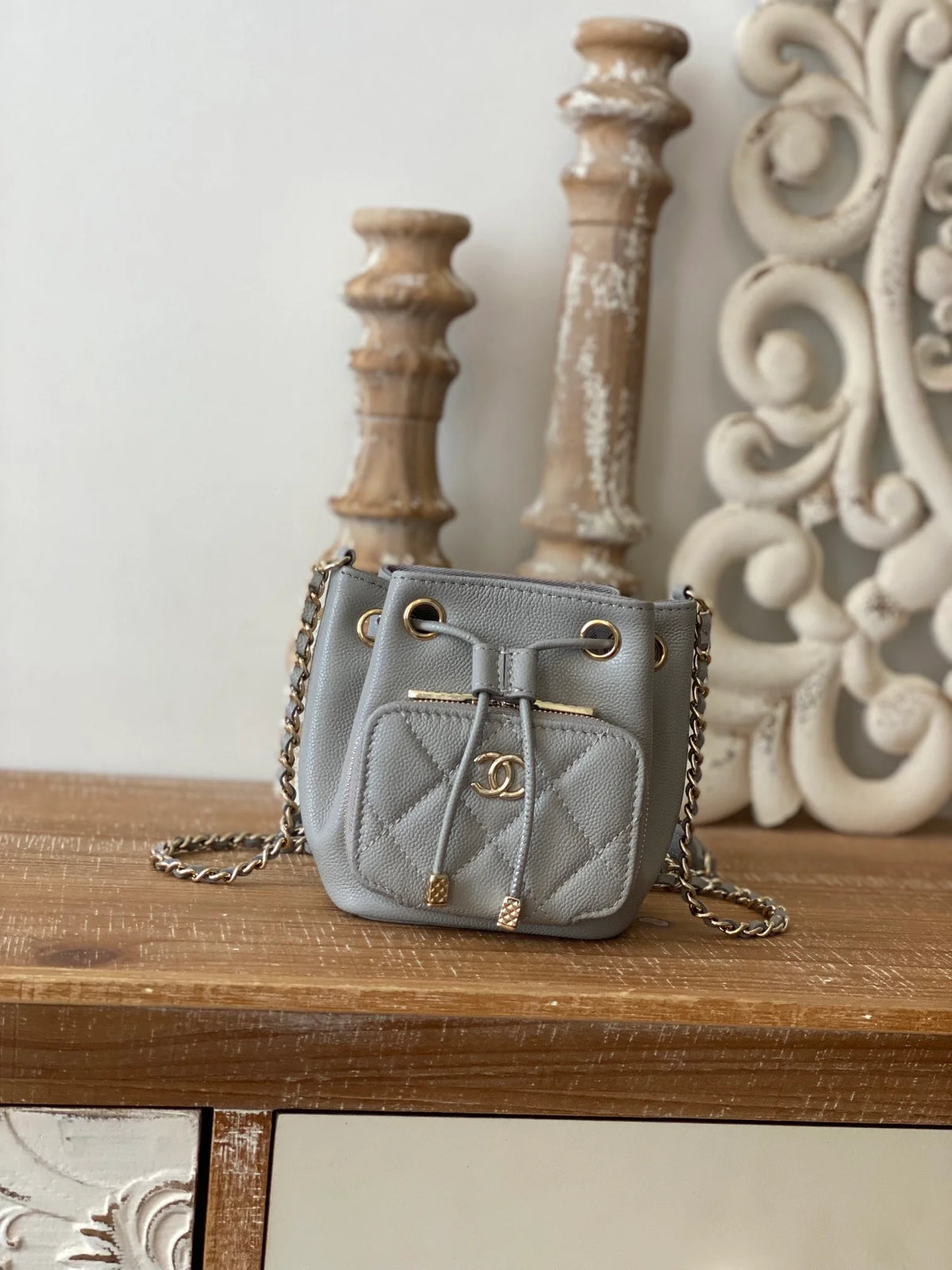 Mini Bucket Bag With Strap Gray C4348