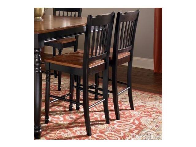 Oak-Black Slatback Counter Chair J117