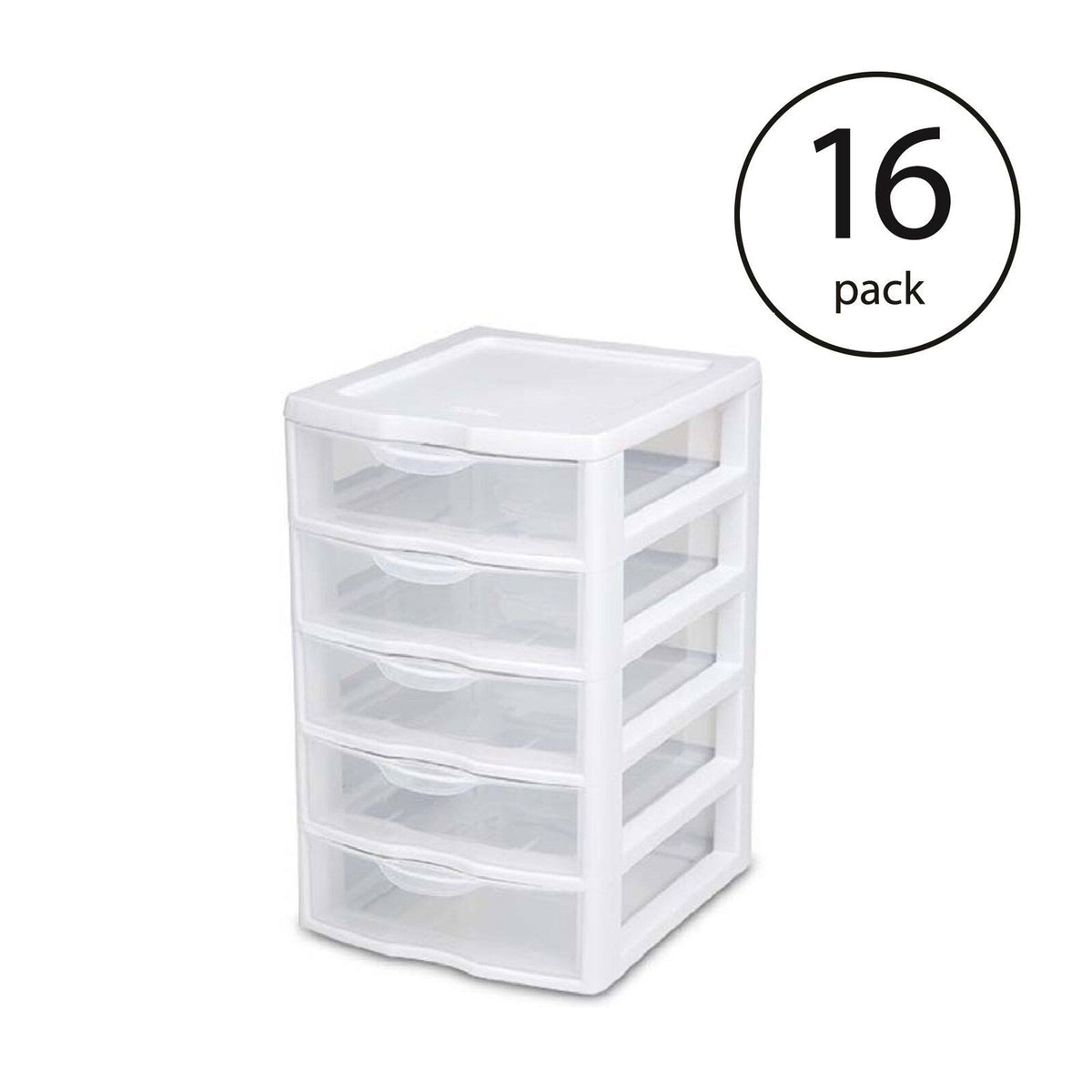 5 Drawer Desktop Storage Unit White 16 Pack I864697