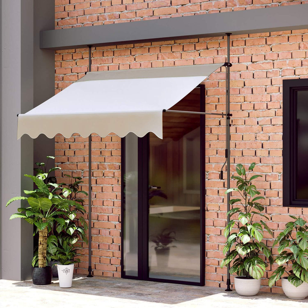 Khaki Retractable Patio Awning with Hand Crank M44077