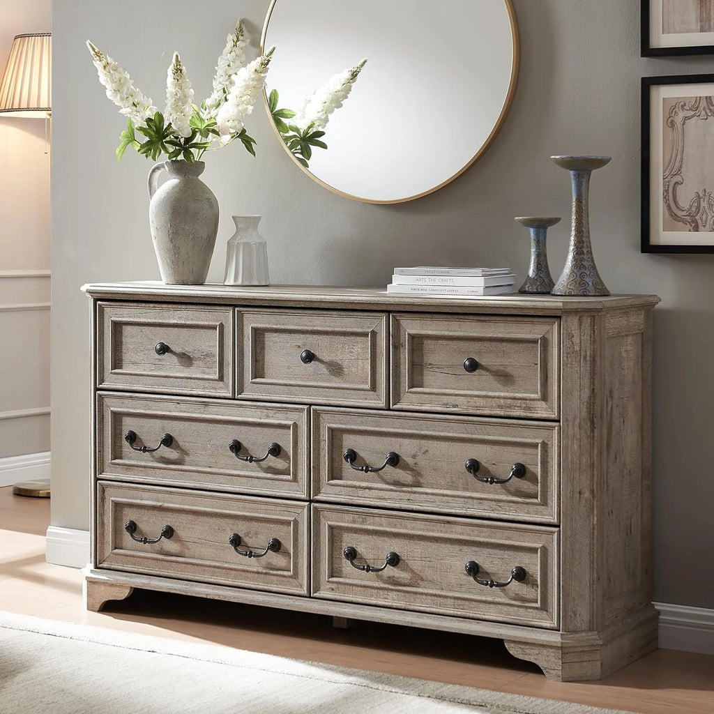 Brown 7 Drawer Wood Dresser G8930