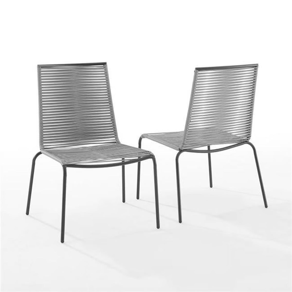 Gray Wicker Rattan Stackable Chair Set of 2 B521
