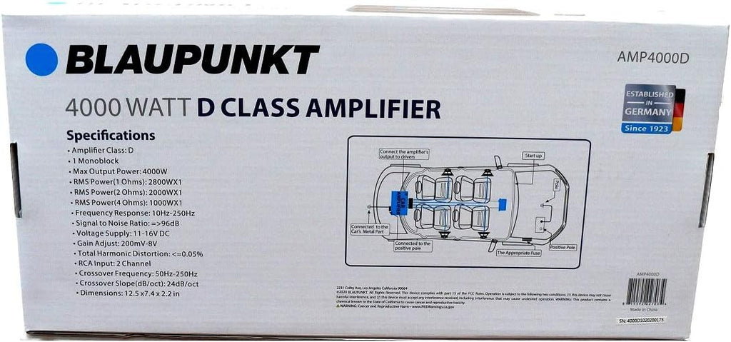 4000W Max 1-CH Monoblock Class D Car Audio Amplifier E259006