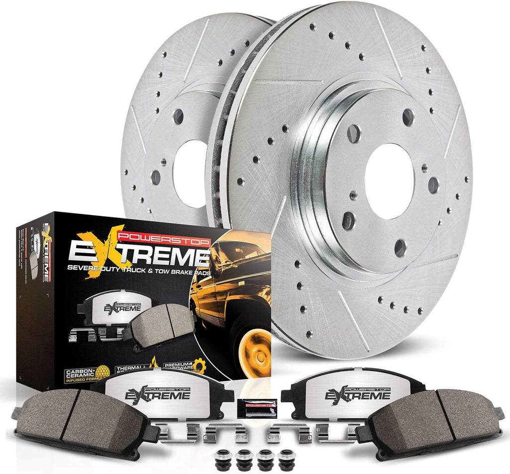 Rear Z36 Truck & Tow Brake Kit, Carbon Fiber Ceramic Brake Pads and Drilled/Slotted Brake Rotors E154810