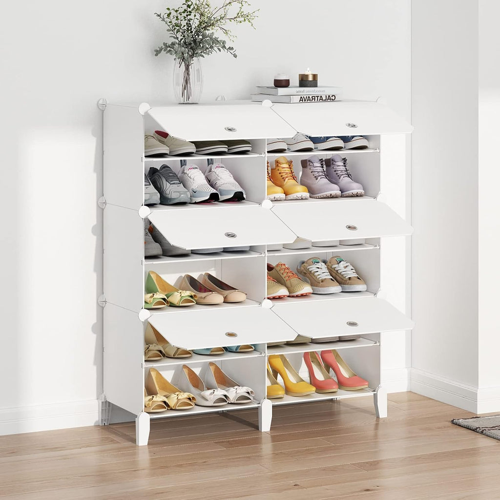 Portable 72 Pair Shoe Rack Organizer White T99127