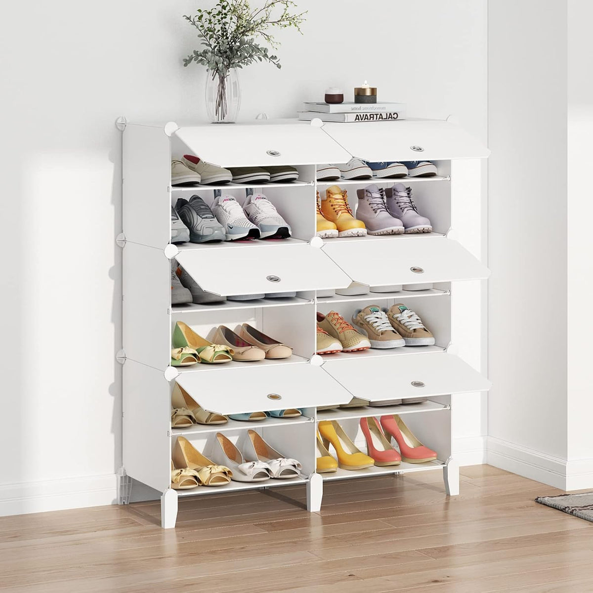 Portable 72 Pair Shoe Rack Organizer White T99127