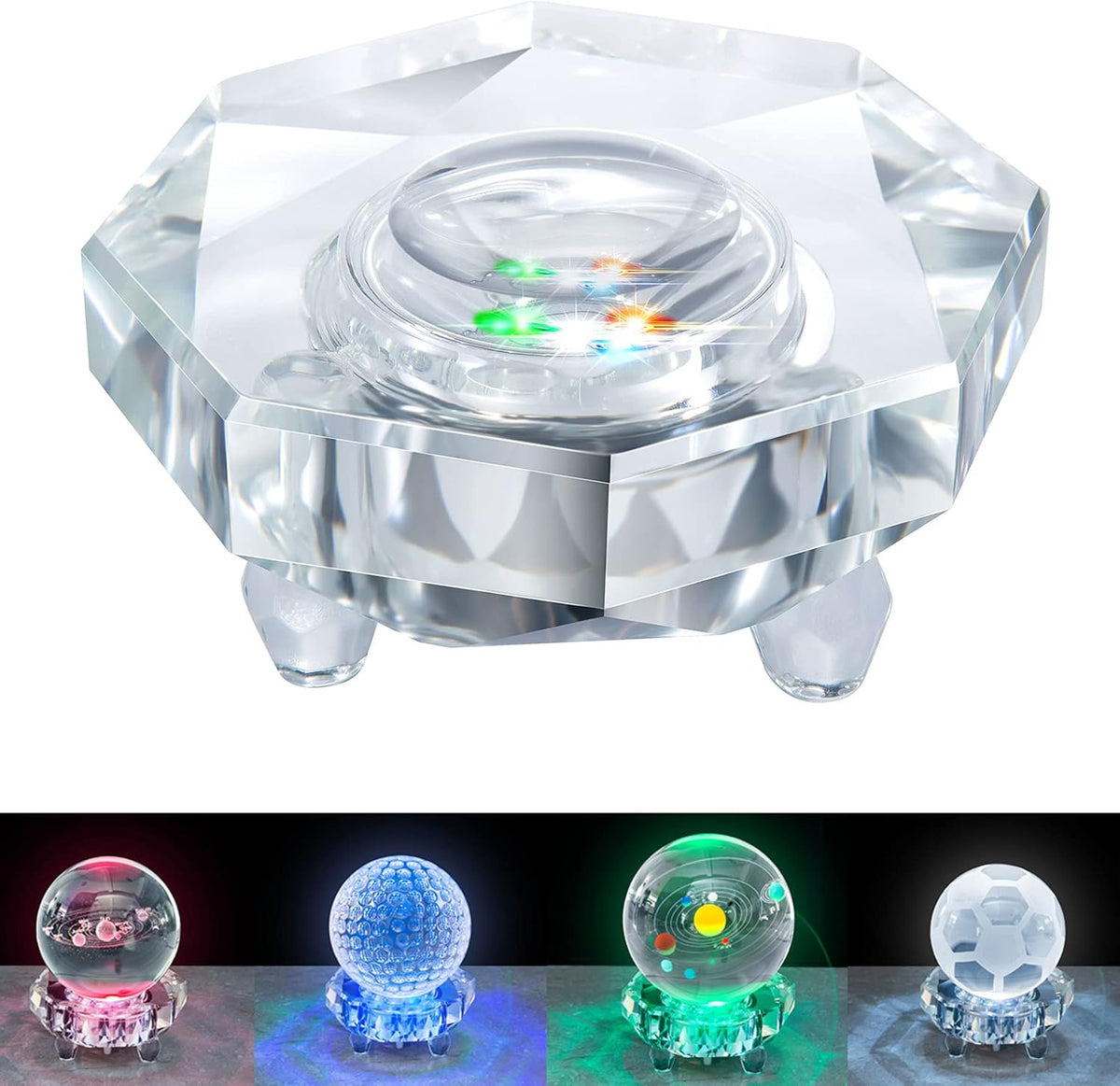 Crystal LED Light Base Multicolor Auto Flashing Pedestal K52762