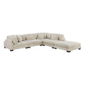 Beige 5-Piece Corduroy Fabric Modular Sectional W521