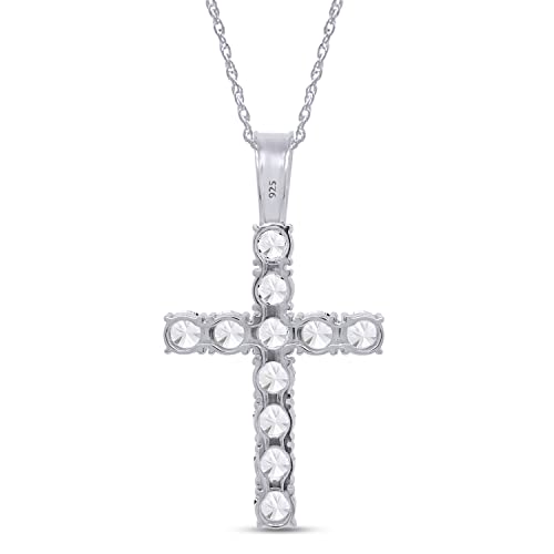 1/3 Round Cut Lab Created Moissanite Diamond Cross Tennis Pendant Necklace 14k Gold Over Sterling Silver Jewelry With 18" Chain J7166