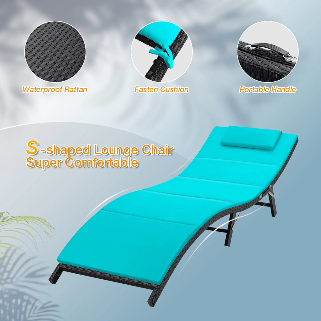 Blue Outdoor Chaise Lounge Chair Set F24232