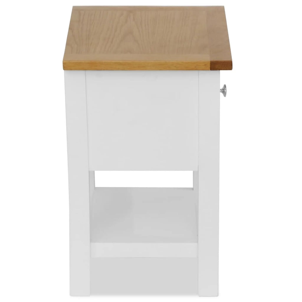 Oak Wood Nightstand with Storage Drawer and Shelf Y83147