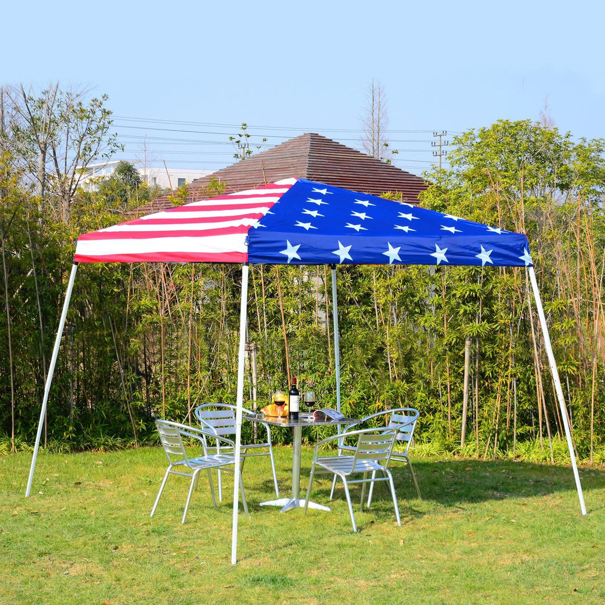 10'x 10' Outdoor Pop Up Canopy Tent with Slanted Legs T419