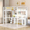 White Full Size Loft Bed with Desk B226