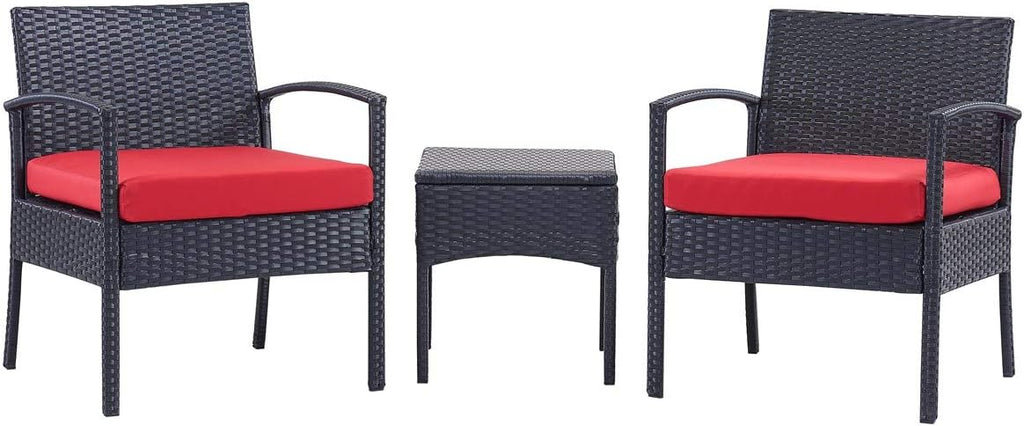 3 PCS Patio Rattan Conversation Chair Set with Coffee Table S827804