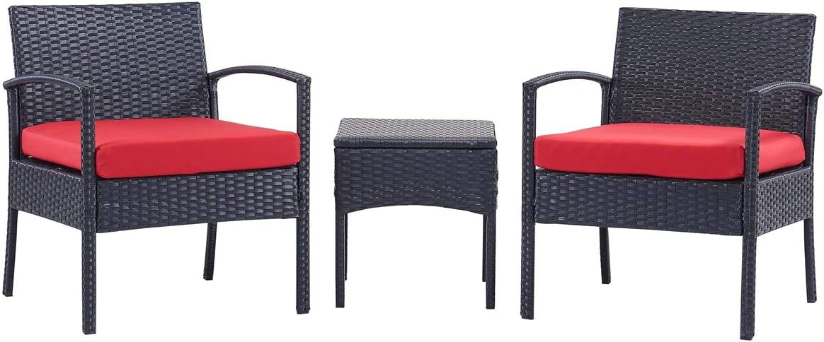 3 PCS Patio Rattan Conversation Chair Set with Coffee Table S827804