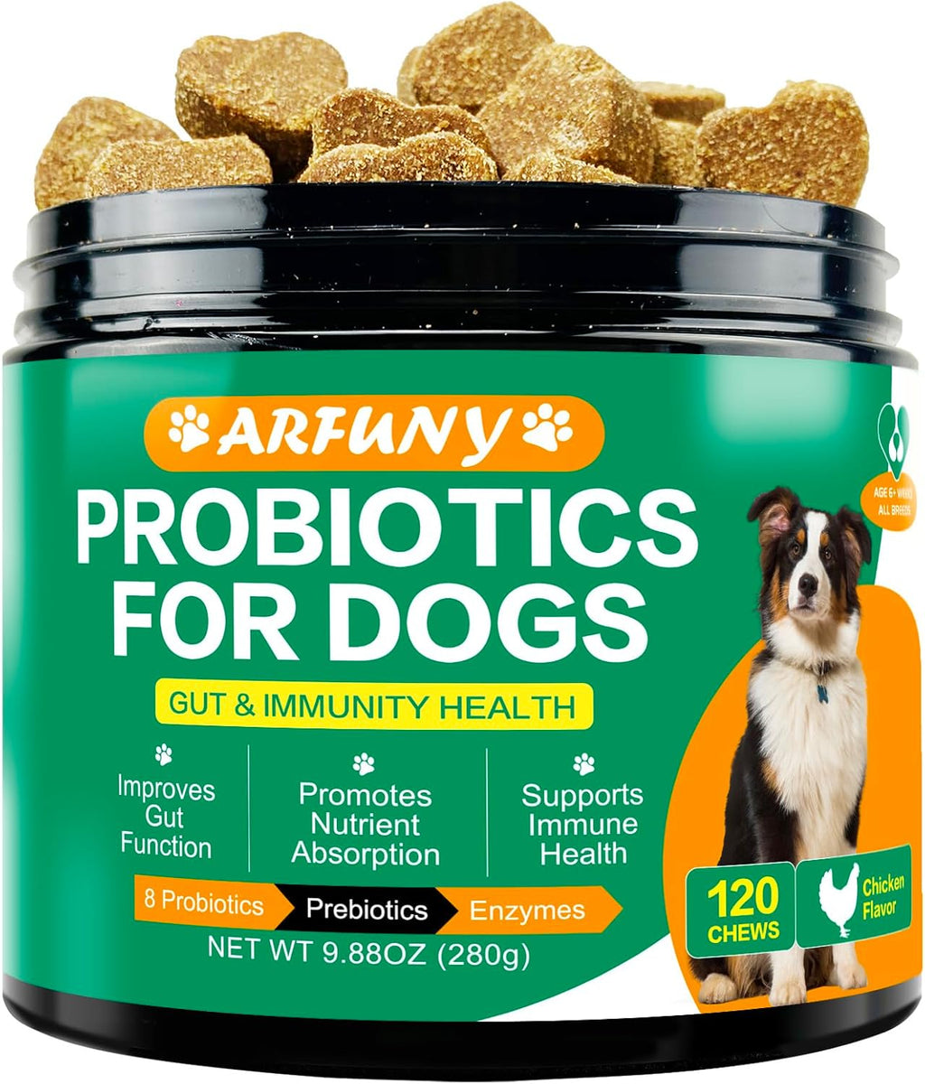 Chicken Flavor Probiotics Chews for Dogs with Prebiotic & Digestive Enzymes (120 Chews) N65556