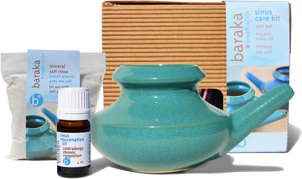 Neti Pot, 5 ml Essential Oil, 2 oz Mineral Salt Rinse Pack of 2 A44997