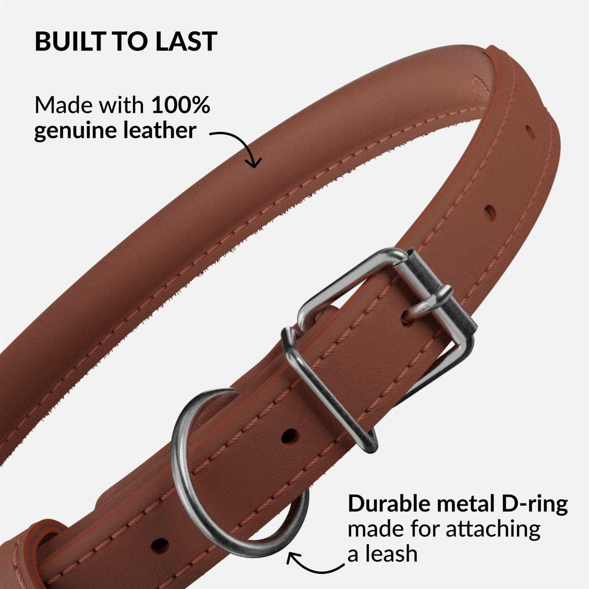 Rolled Leather Dog Collar L106