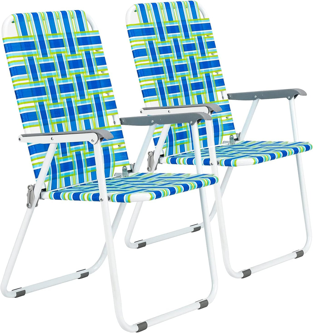 Set of 2 Blue Folding Lawn Chair T834501