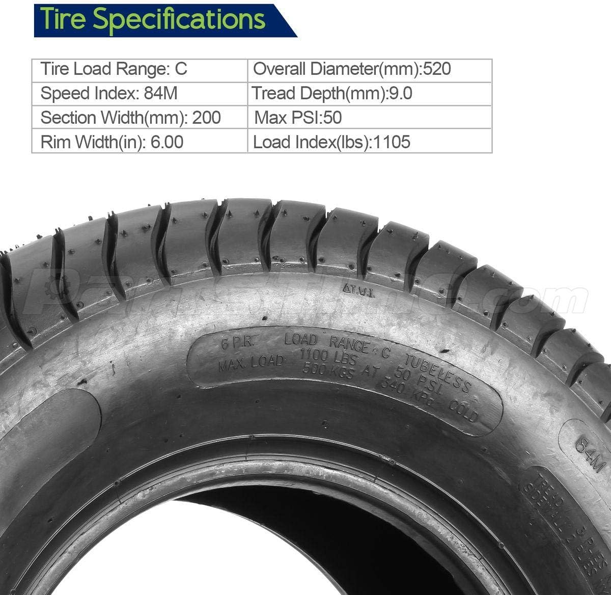 20.5x8-10 6PR Load Range C Trailer Tires, Set of 2 A144